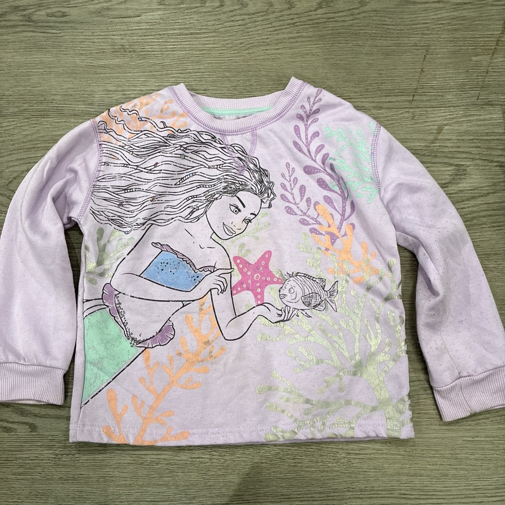 Disney The Little Mermaid Purple Long Sleeve Crew Neck Sweater | Size 5T